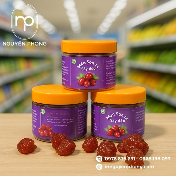 Mẫu tem dán mận sấy đặc trưng